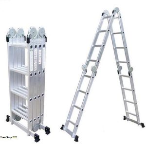 4.7m Multipurpose Aluminum Ladder 4x4 foldable with safety locks and anti-slip feet.