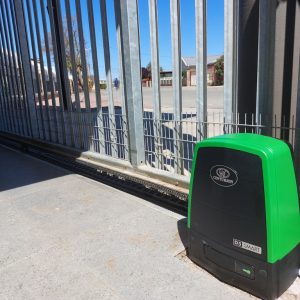 Modern electric sliding driveway gate opening for a car