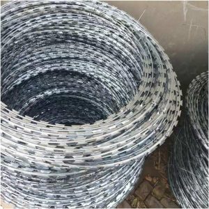 Galvanized BTO-22 razor barbed wire concertina coil 450mm for security fence Kenya