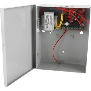 3 Amp 12V DC power supply in metal enclosure for door locks and access systems.
