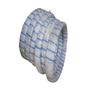 Coil of 2.5mm galvanized high-tensile wire for electric fencing.