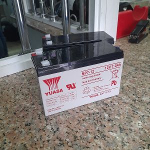 Yuasa NP7-12 12V 7Ah AGM battery with F1 terminals for UPS and alarm.