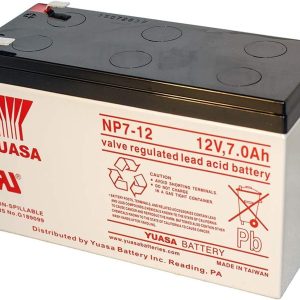 Yuasa NP7-12 12V 7Ah AGM battery with F1 terminals for UPS and alarm.