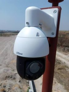 A PTZ Dahua CCTV Camera installed by Protech Line Ltd on post for good long viewing
